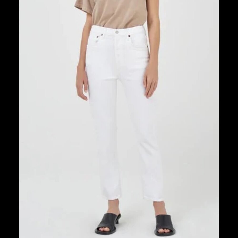 AGOLDE Riley High Rise Straight Crop Jeans White Size 28